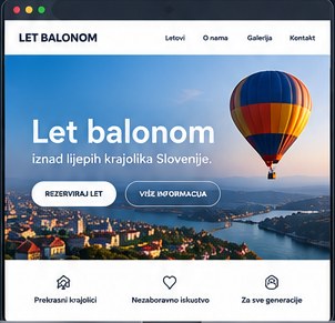 Ilustrativni prikaz spletne strani letbalonom.hr